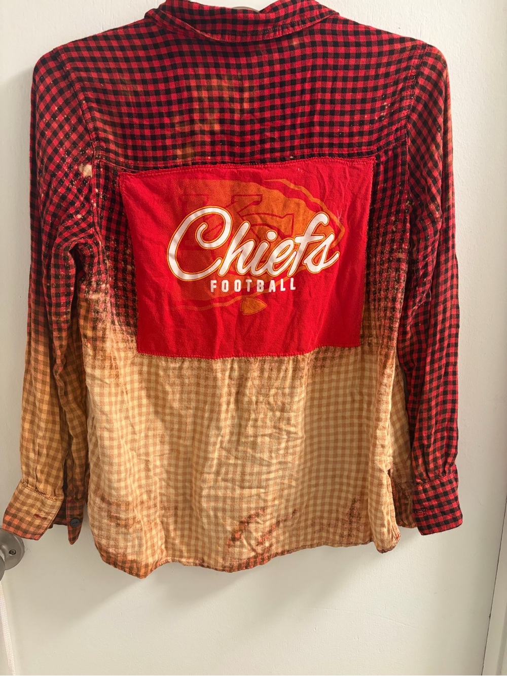 Custom Kansas City Chiefs Bleach Dipped Plannel Flannel Top M - Picture 2 of 7
